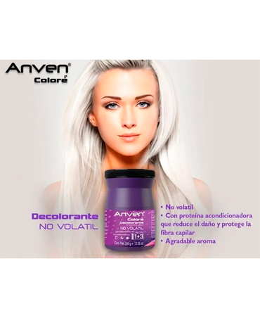 ANVEN DECOLORANTE 350 GRS. NO VOLATIL C/PEROXIDO BOTE MORADO