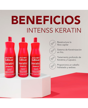 ANVEN INTENSS KERATIN SHAMPOO SIN SAL 960 ML.