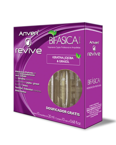 ANVEN REVIVE BIFASICA AMPOLLETA CON KERATINA CAJA CON 10 PZAS.