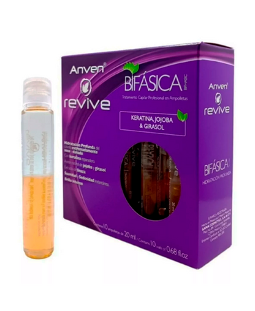 ANVEN REVIVE BIFASICA AMPOLLETA CON KERATINA CAJA CON 10 PZAS.