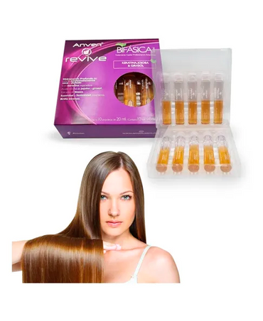 ANVEN REVIVE BIFASICA AMPOLLETA CON KERATINA CAJA CON 10 PZAS.