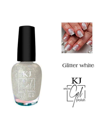 KJ ESMALTE EFECTO GEL GLITTER WHITE