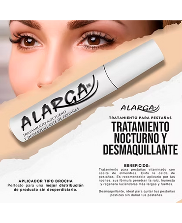 ALARGA MASCARA PARA PESTAÑAS TRATAMIENTO NOCTURNO Y DESMAQUILLANTE 18 GRS.