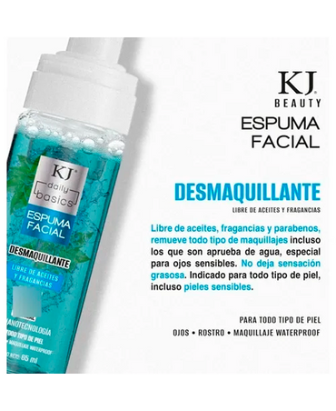 KJ ESPUMA FACIAL DESMAQUILLANTE LIBRE DE FRAGANCIAS Y ACEITES 65 ML.