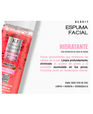 KJ ESPUMA FACIAL HIDRATANTE AGUA DE ROSAS 65 ML.