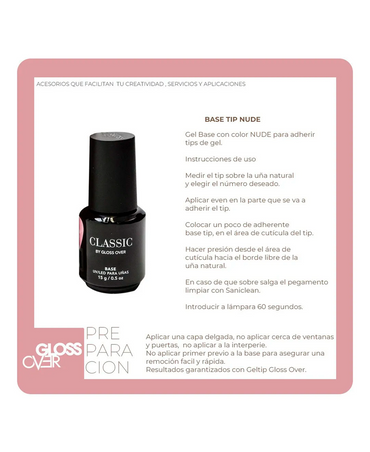 GLOSS OVER GO BASE TIP NUDE / ADHERENTE GELTIP