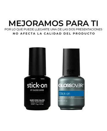 GLOSS OVER STICK-ON BASE ADHERENTE CON CALCIO PARA FIJAR GELTIP 15 ML.