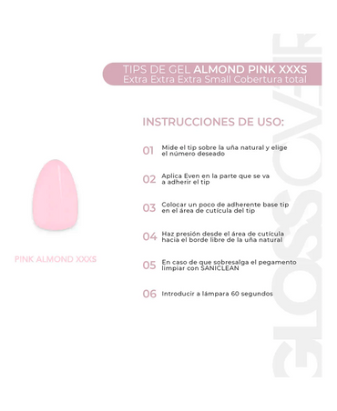 GLOSS OVER GELTIP ALMOND XXXS PINK / BOX 550 PZAS.