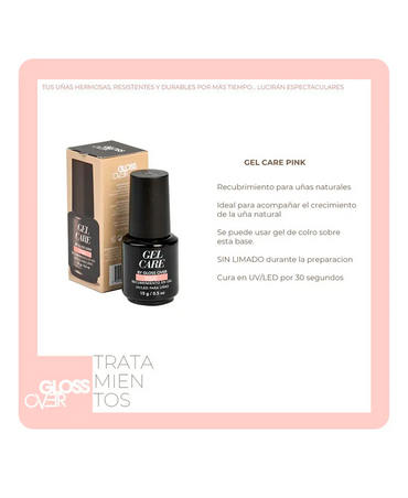 GLOSS OVER GEL CARE 1/2 OZ PINK 15 ML.