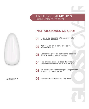GLOSS OVER GELTIP ALMOND SMALL CRISTAL / COBERTURA TOTAL 550 PIEZAS