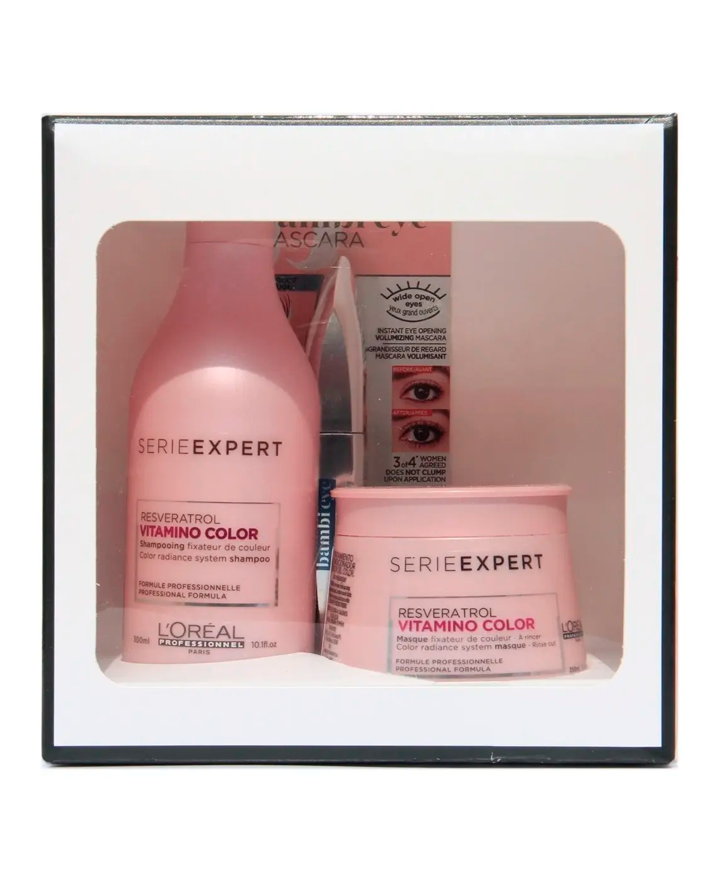 LP LOREAL SERIE EXPERT VITAMINO COLOR SH.300 ML./MASC.250 ML./ MASCARA PESTAÑAS COFRE - El Palacio De La Belleza