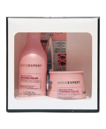 LP LOREAL SERIE EXPERT VITAMINO COLOR SH.300 ML./MASC.250 ML./ MASCARA PESTAÑAS COFRE - El Palacio De La Belleza