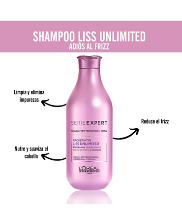 LP LOREAL SERIE EXPERT LISS UNLIMITED SHAMPOO/MASCARILLA/MASCARA PESTAÑAS COFRE - El Palacio De La Belleza