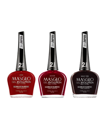 MASGLO KIT GEL EVOLUTION 3X 13.5 ML. #1 ROJOS INFALIBLES