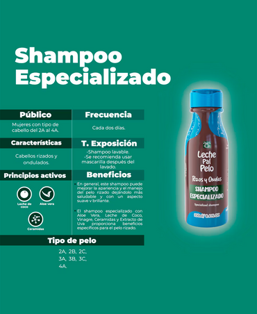 LECHE PAL PELO RIZOS & AFRO SHAMPOO 250 ML.