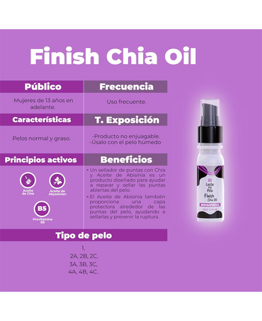 LECHE PAL PELO FINISH CHIA OIL TRAT. REPARAPUNTAS 30 ML.
