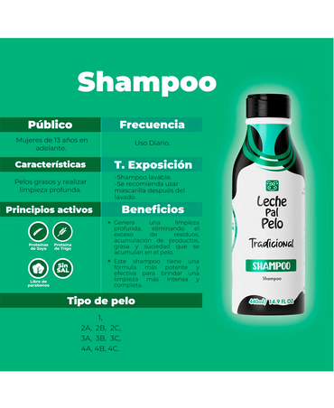 LECHE PAL PELO TRADICIONAL SHAMPOO 440 ML.