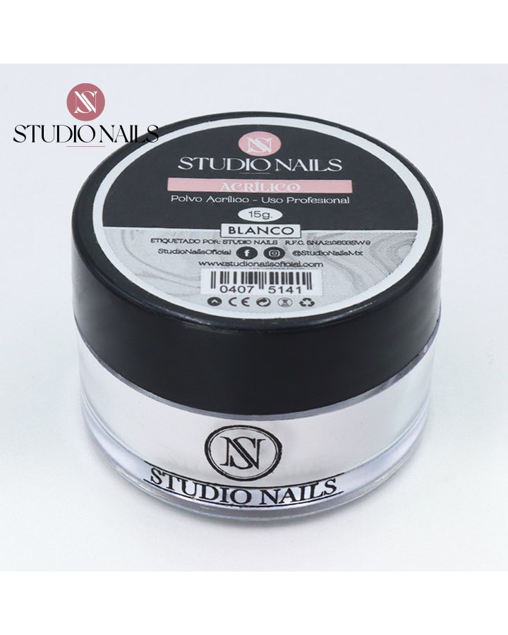 STUDIO NAILS POLVO ACRILICO BLANCO 15 GRS.