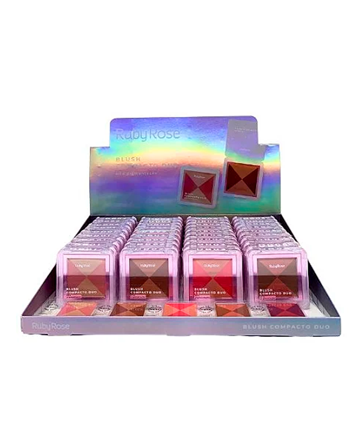 RUBY ROSE BLUSH COMPACTO DUO HB-F585-1 BLISTER 36 PIEZAS 5 TONOS
