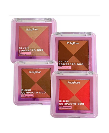 RUBY ROSE BLUSH COMPACTO DUO HB-F585-1 BLISTER 36 PIEZAS 5 TONOS