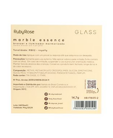 RUBY ROSE GLASS MARBLE ESSENCE BRONZER E ILUMINADOR HB-F1605-1