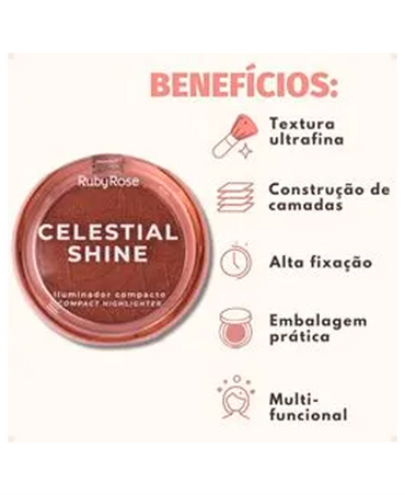 RUBY ROSE CELESTIAL SHINE ILUMINADOR COMPACTO HB-M701-4 HORIZON SPARK