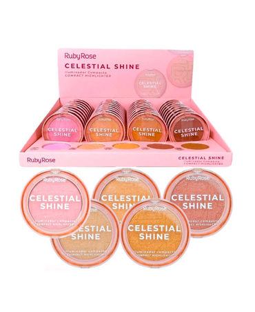 RUBY ROSE CELESTIAL SHINE ILUMINADOR COMPACTO HB-M701 BLISTER C/36 PZAS.