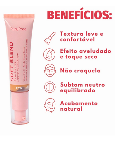 RUBY ROSE SOFT BLEND BASE LIQUIDA TONO F70 HB-M301-7