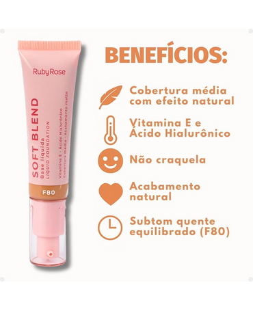 RUBY ROSE SOFT BLEND BASE LIQUIDA TONO F80 HB-M301-8