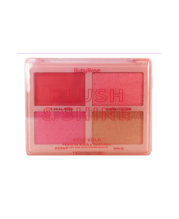 RUBY ROSE BLUSH SHINE PALETA DE ILUMINADOR Y RUBOR ROSE GOLD HB-M1001-1