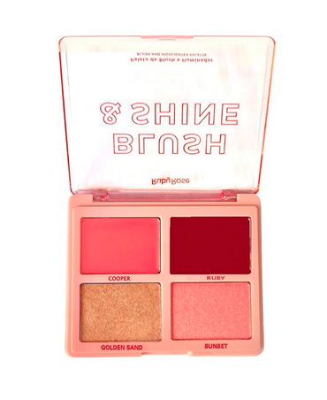 RUBY ROSE BLUSH SHINE PALETA DE ILUMINADOR Y RUBOR BERRY BRONZE HB-M1001-2