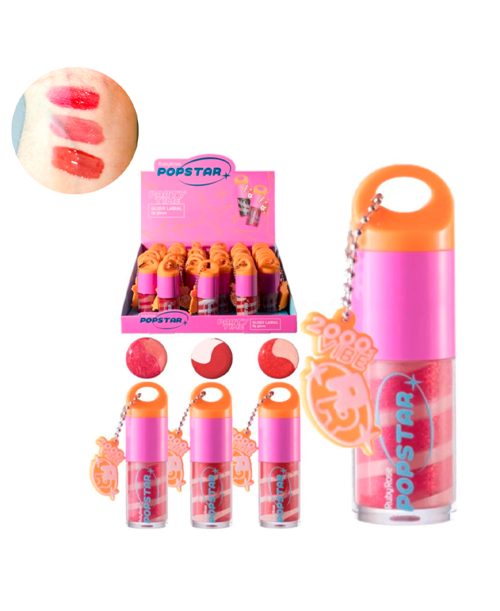 RUBY ROSE POP STAR LIP GLOSS CON CHARM HB-L6406-4 BLISTER CON 36 PZAS. GRUPO 1