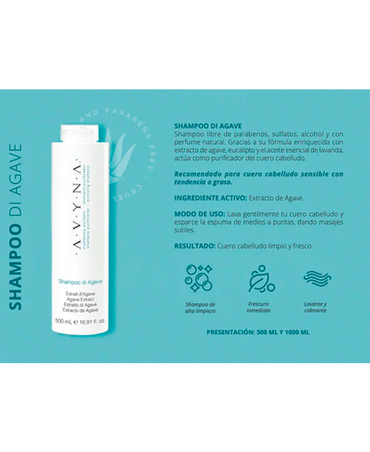 AVYNA DI AGAVE SHAMPOO 500 ML.