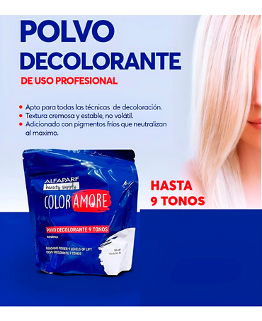ALFA PARF COLOR AMORE DECOLORANTE 9 NIVELES 500 GRS.+PEROXIDO DE LITRO