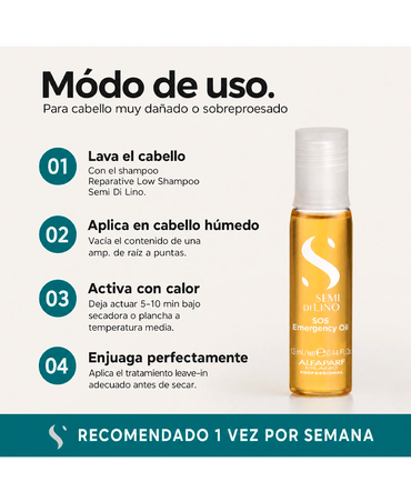 ALFA PARF SDL RECONSTRUCCION SOS OIL RESTRUCTURANTE AMPOLLETAS 6X13 ML.