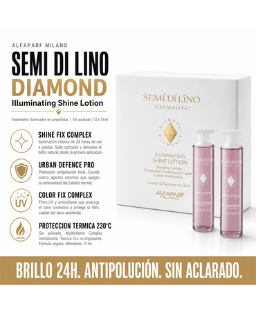 ALFA PARF SEMI DI LINO PF005599 ILLUMINATING SHINE LOTION CAJA C/12 AMP. ROSA