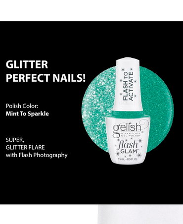GELISH SOAK-OFF GEL POLISH FLASH GLAM MINT TO SPARKLE 15 ML. 1110548 - El Palacio De La Belleza