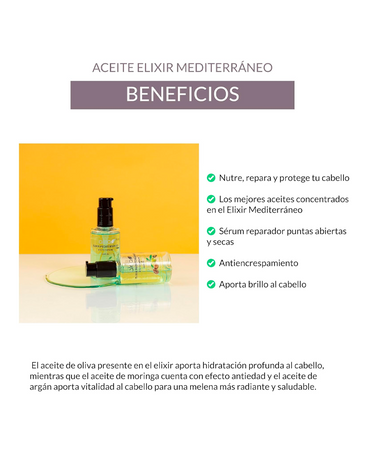 ALEA ELIXIR MEDITERRANEO HAIR OIL DE OLIVA/MORINGA/ARGAN 130 ML.