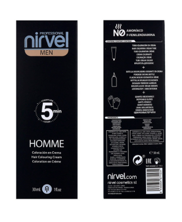 NIRVEL MEN HOMME 5 MIN KIT 60 ML. CT6  CASTAÑO OSCURO