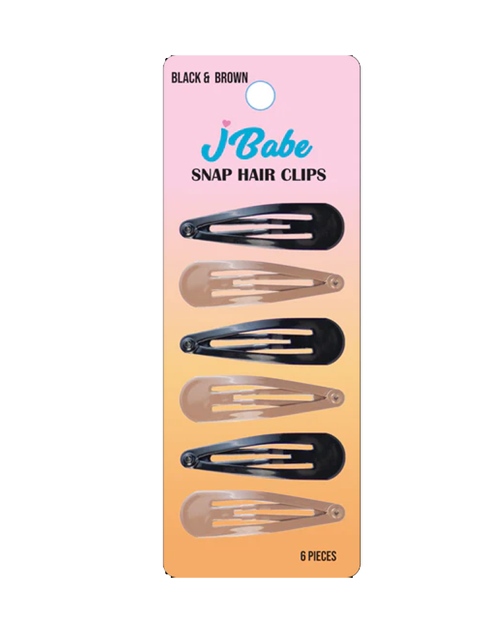J BABE SNAP HAIR CLIPS BLACK-BROWN 6 PZS SHC01