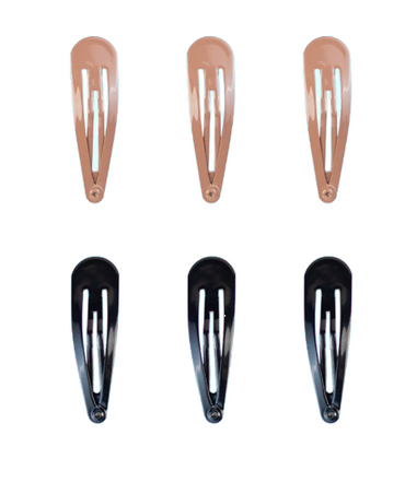 J BABE SNAP HAIR CLIPS BLACK-BROWN 6 PZS SHC01