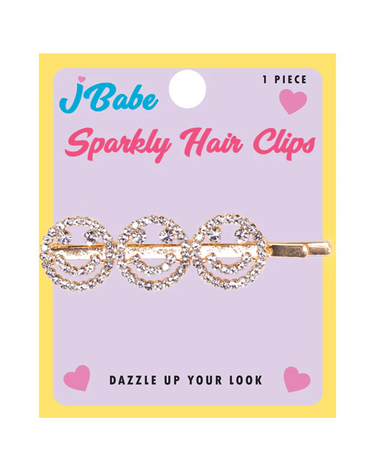 J BABE SPARKLY HAIR CLIPS FACE HAPPY HC05