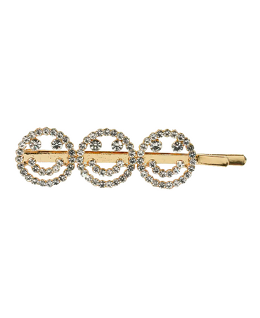 J BABE SPARKLY HAIR CLIPS FACE HAPPY HC05