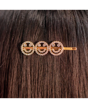 J BABE SPARKLY HAIR CLIPS FACE HAPPY HC05
