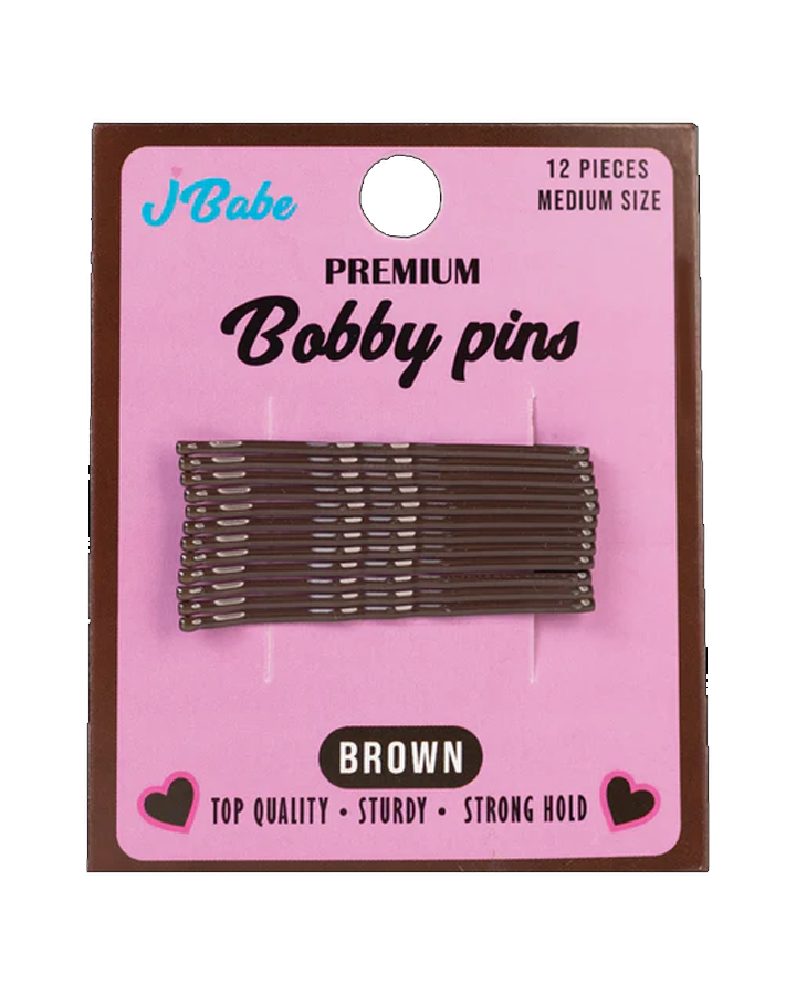 J BABE BOBBY PINS BROWN 12 PZS. MEDIUM BP10
