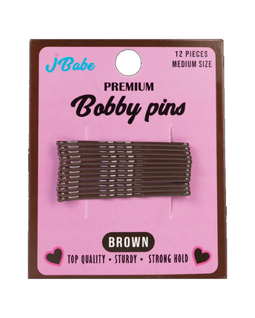 J BABE BOBBY PINS BROWN 12 PZS. MEDIUM BP10