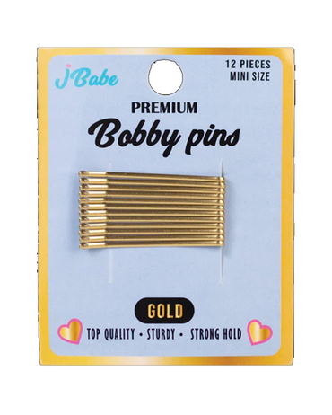 J BABE BOBBY PINS GOLD 12 PZS. MINI  BP13