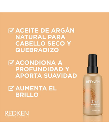 REDKEN ALL SOFT ARGAN OIL 90 ML. - El Palacio De La Belleza