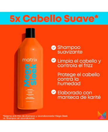 MATRIX TOTAL RESULTS MEGA SLEEK SHAMPOO 1 LT. - El Palacio De La Belleza