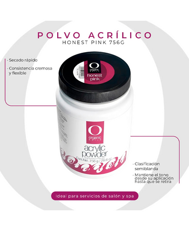 ORGANIC POLVO ACRILICO HONEST PINK 1/4 OZ./7.5 GRS.
